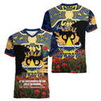 Personalised Cowboys Rugby ANZAC Day Women V-Neck T-Shirt Last Post Poppy We Will Remember Them