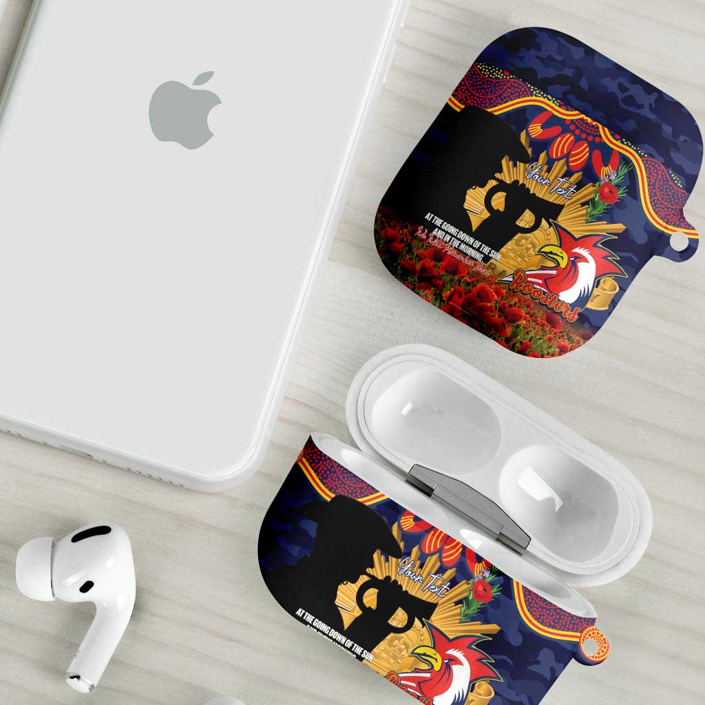 Personalised Roosters Rugby ANZAC Day AirPods Case Last Post Poppy We Will Remember Them
