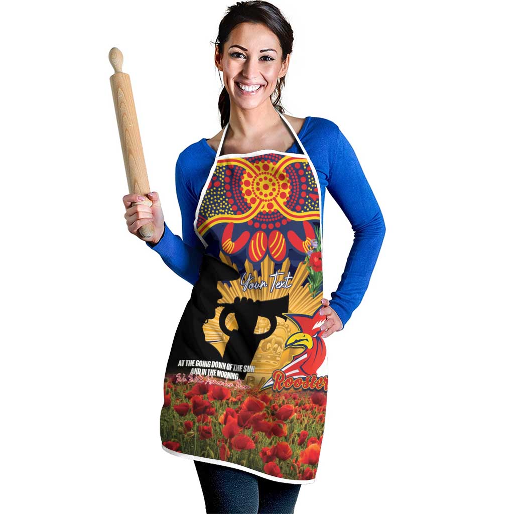 Personalised Roosters Rugby ANZAC Day Apron Last Post Poppy We Will Remember Them
