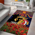 Personalised Roosters Rugby ANZAC Day Area Rug Last Post Poppy We Will Remember Them