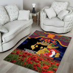 Personalised Roosters Rugby ANZAC Day Area Rug Last Post Poppy We Will Remember Them