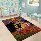 Personalised Roosters Rugby ANZAC Day Area Rug Last Post Poppy We Will Remember Them