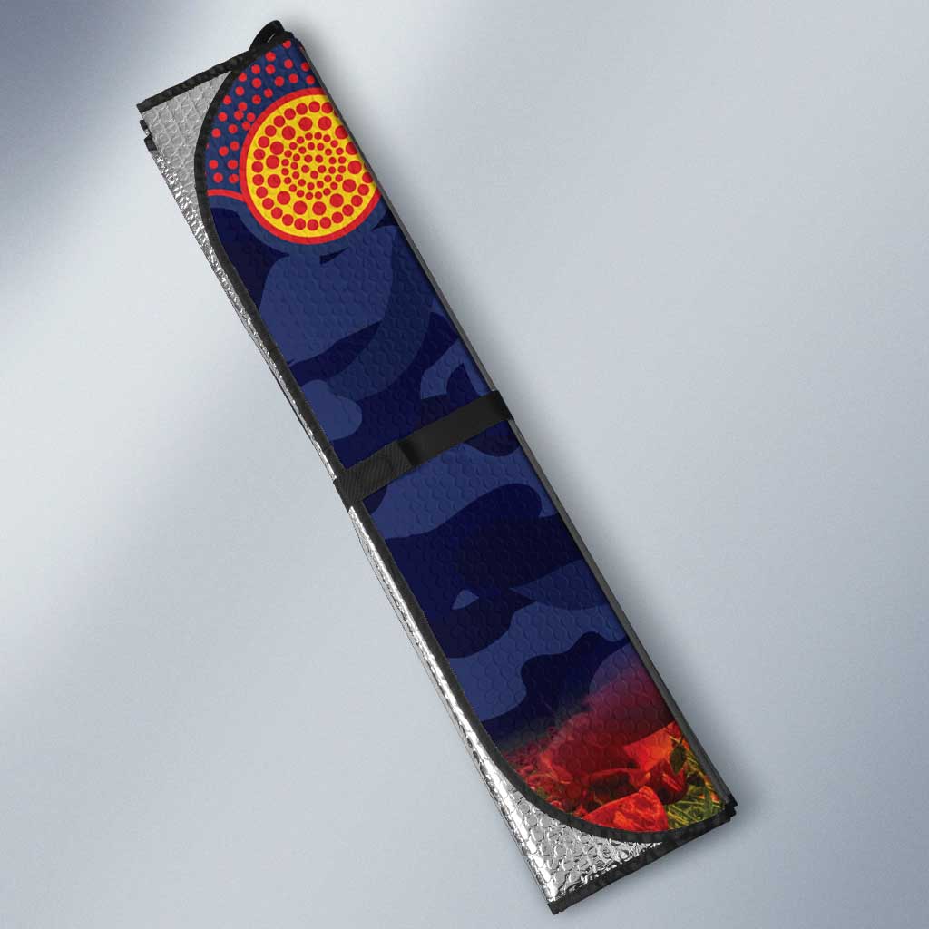 Personalised Roosters Rugby ANZAC Day Auto Sun Shade Last Post Poppy We Will Remember Them