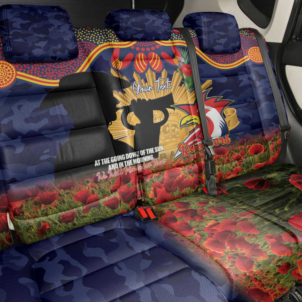 Personalised Roosters Rugby ANZAC Day Back Car Seat Cover Last Post Poppy We Will Remember Them
