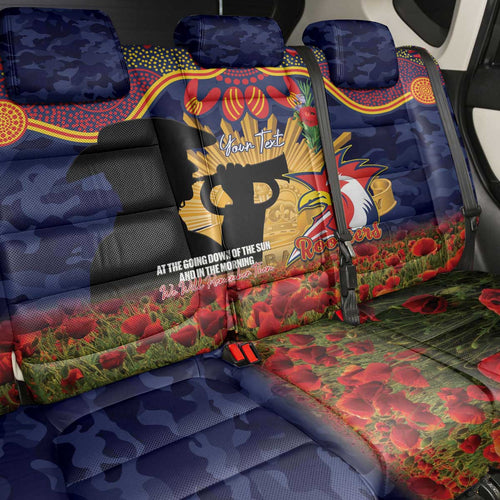 Personalised Roosters Rugby ANZAC Day Back Car Seat Cover Last Post Poppy We Will Remember Them