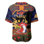 Personalised Roosters Rugby ANZAC Day Baseball Jersey Last Post Poppy We Will Remember Them