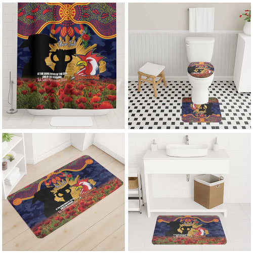 Personalised Roosters Rugby ANZAC Day Bathroom Set Last Post Poppy We Will Remember Them