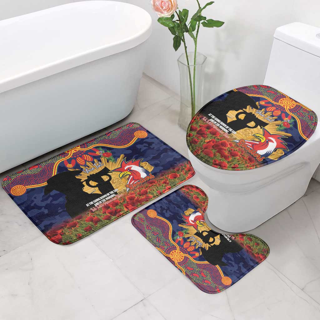 Personalised Roosters Rugby ANZAC Day Bathroom Set Last Post Poppy We Will Remember Them