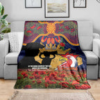 Personalised Roosters Rugby ANZAC Day Blanket Last Post Poppy We Will Remember Them