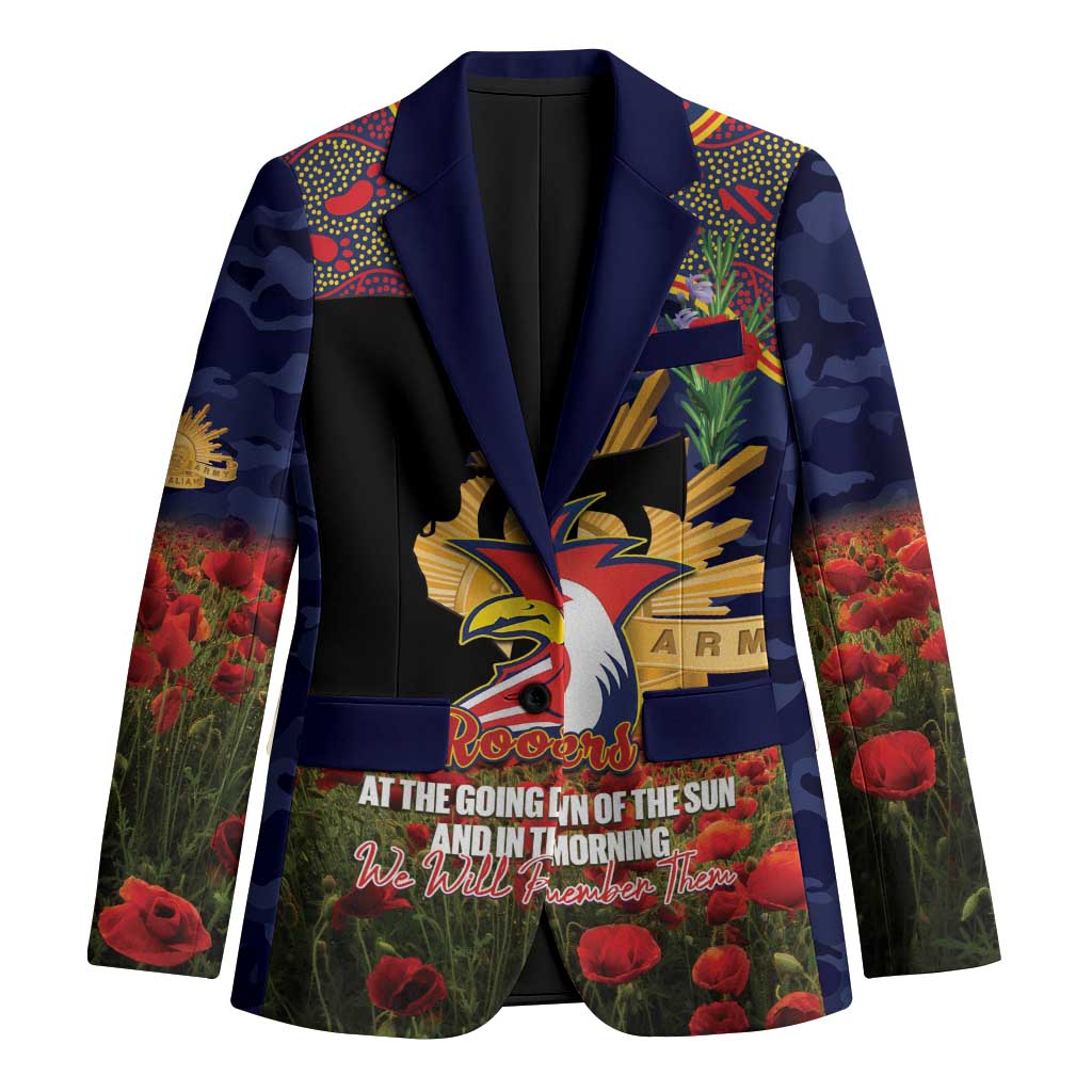 Personalised Roosters Rugby ANZAC Day Blazer Last Post Poppy We Will Remember Them