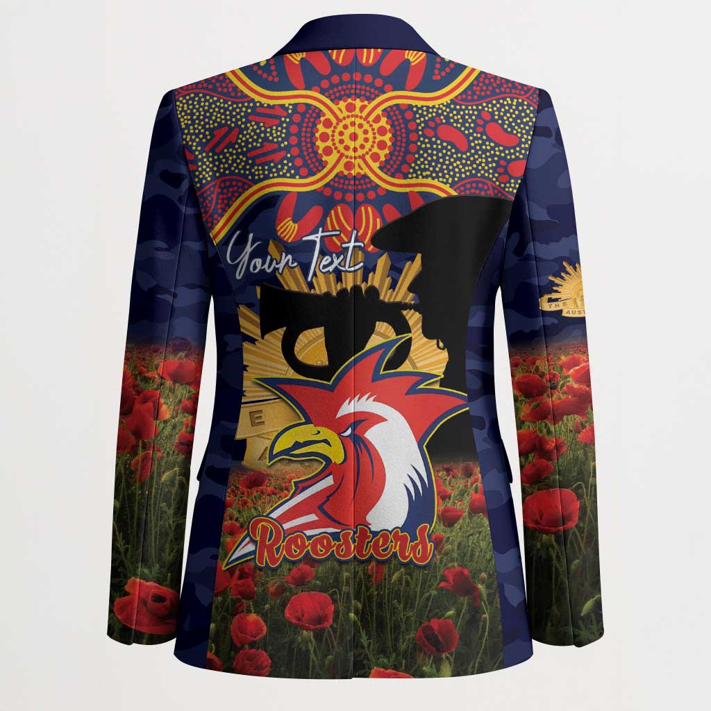 Personalised Roosters Rugby ANZAC Day Blazer Last Post Poppy We Will Remember Them