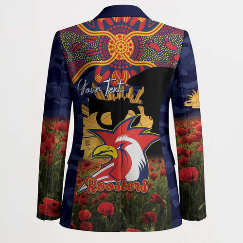 Personalised Roosters Rugby ANZAC Day Blazer Last Post Poppy We Will Remember Them