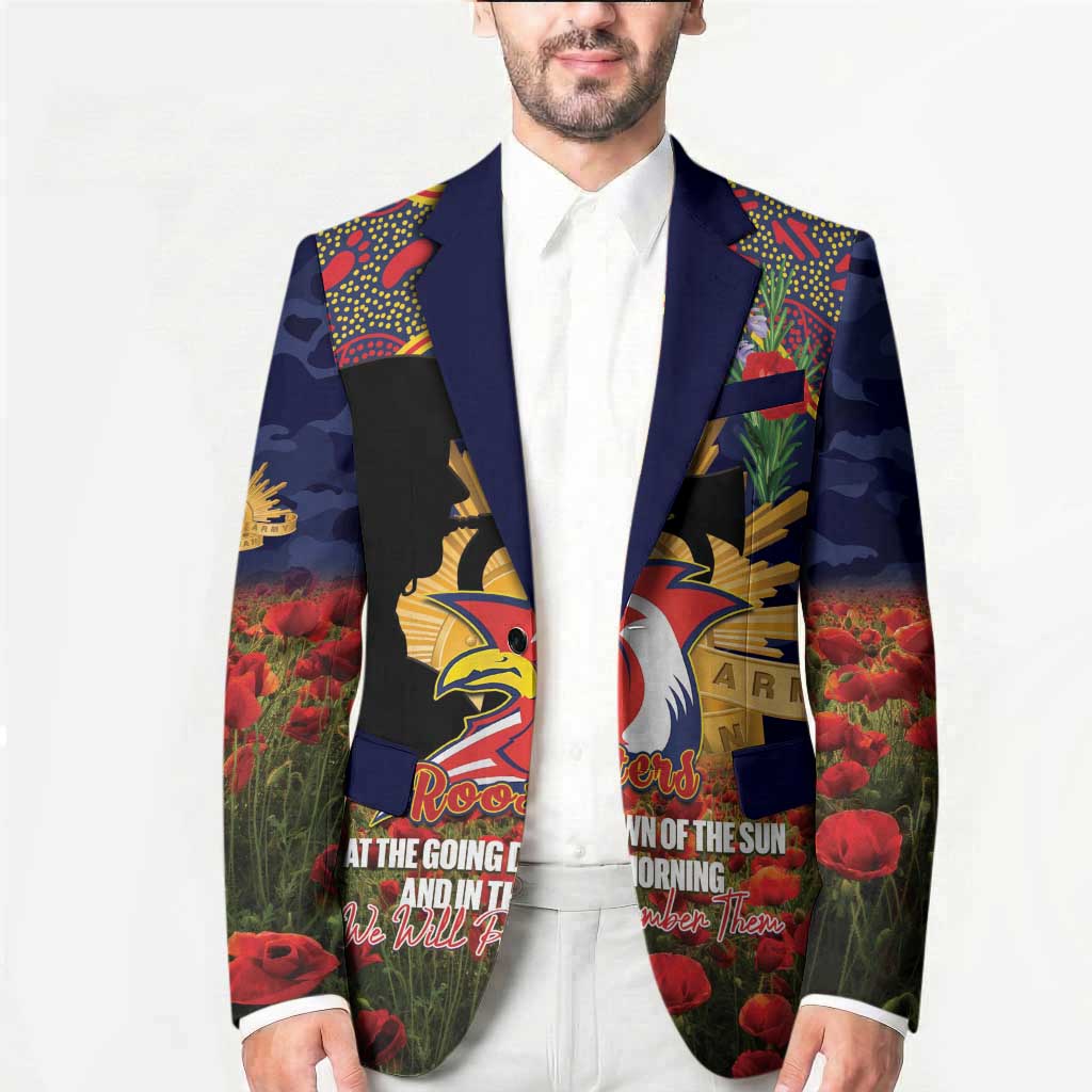 Personalised Roosters Rugby ANZAC Day Blazer Last Post Poppy We Will Remember Them