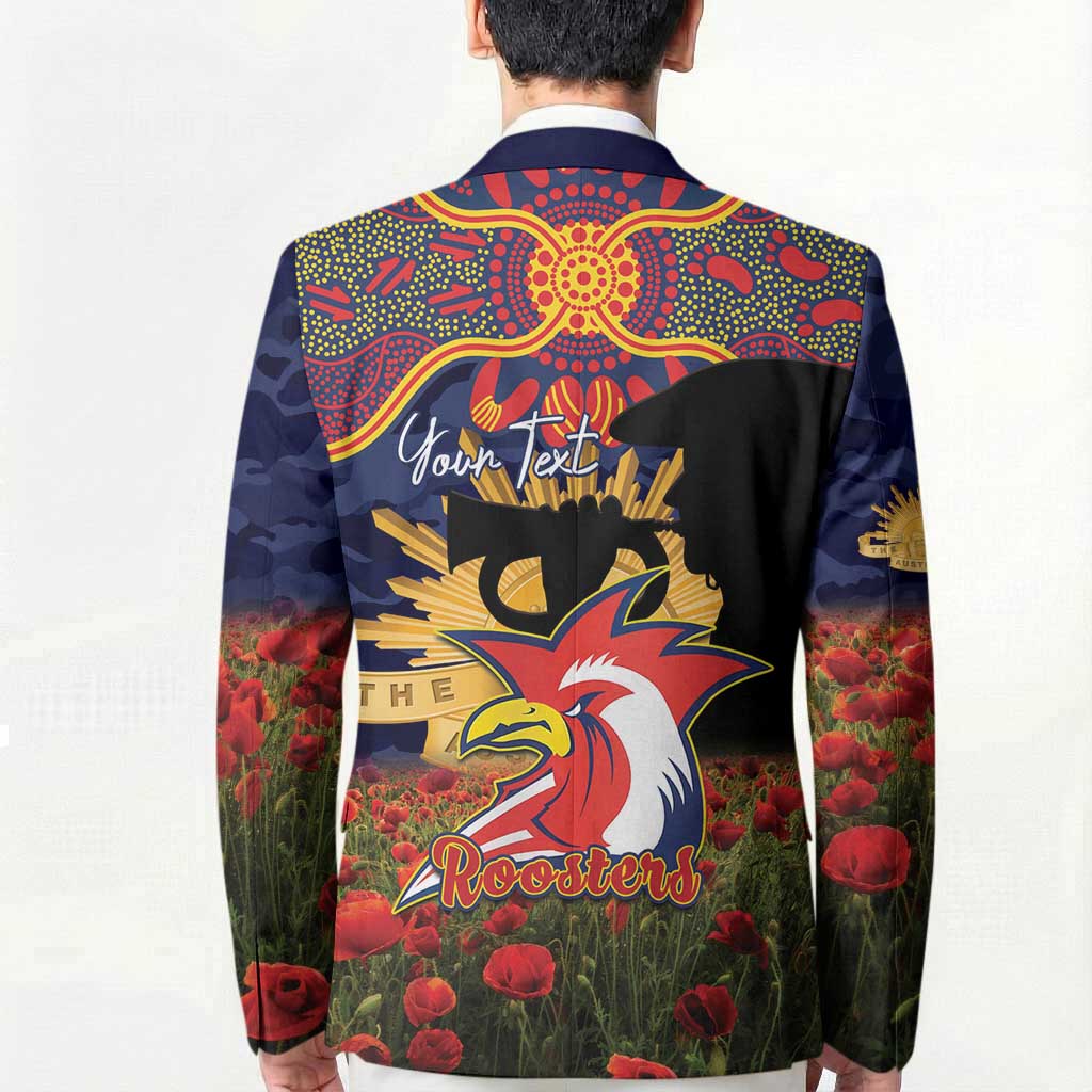 Personalised Roosters Rugby ANZAC Day Blazer Last Post Poppy We Will Remember Them