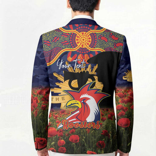Personalised Roosters Rugby ANZAC Day Blazer Last Post Poppy We Will Remember Them