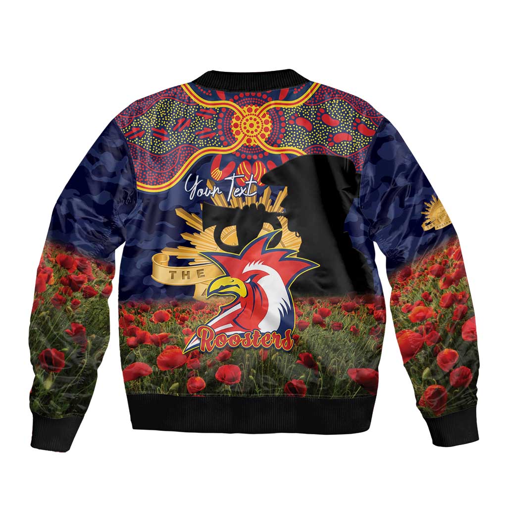 Personalised Roosters Rugby ANZAC Day Bomber Jacket Last Post Poppy We Will Remember Them