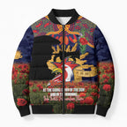 Personalised Roosters Rugby ANZAC Day Bomber Puffer Jacket Last Post Poppy We Will Remember Them