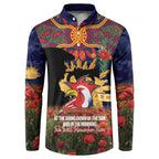 Personalised Roosters Rugby ANZAC Day Button Sweatshirt Last Post Poppy We Will Remember Them