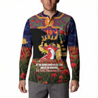 Personalised Roosters Rugby ANZAC Day Button Sweatshirt Last Post Poppy We Will Remember Them