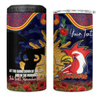 Personalised Roosters Rugby ANZAC Day 4 in 1 Can Cooler Tumbler Last Post Poppy We Will Remember Them