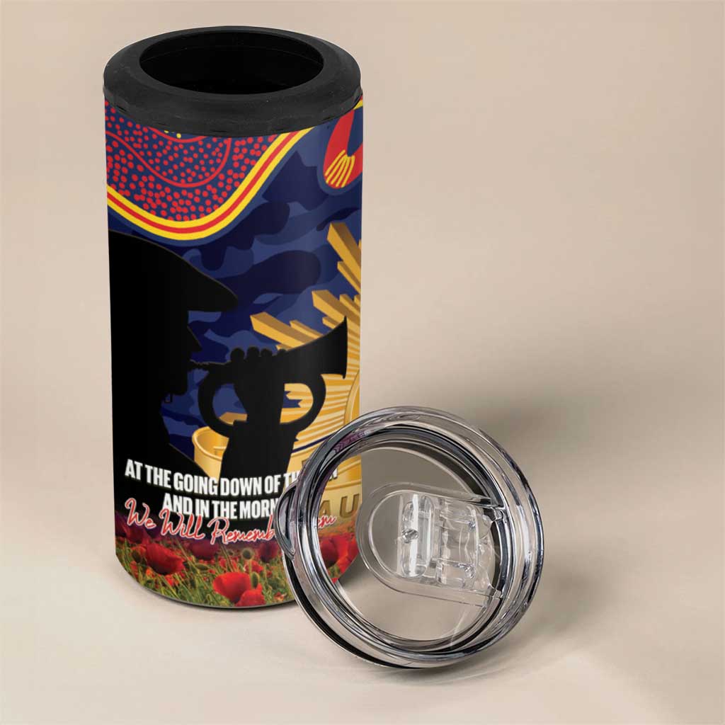 Personalised Roosters Rugby ANZAC Day 4 in 1 Can Cooler Tumbler Last Post Poppy We Will Remember Them