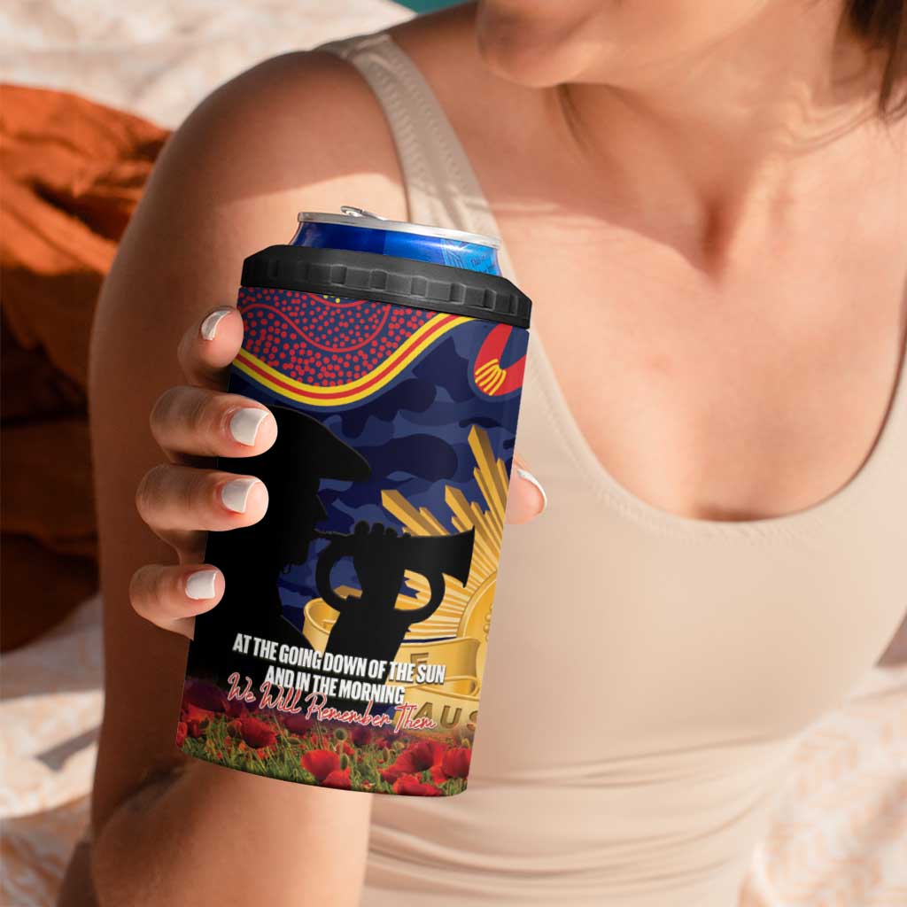 Personalised Roosters Rugby ANZAC Day 4 in 1 Can Cooler Tumbler Last Post Poppy We Will Remember Them