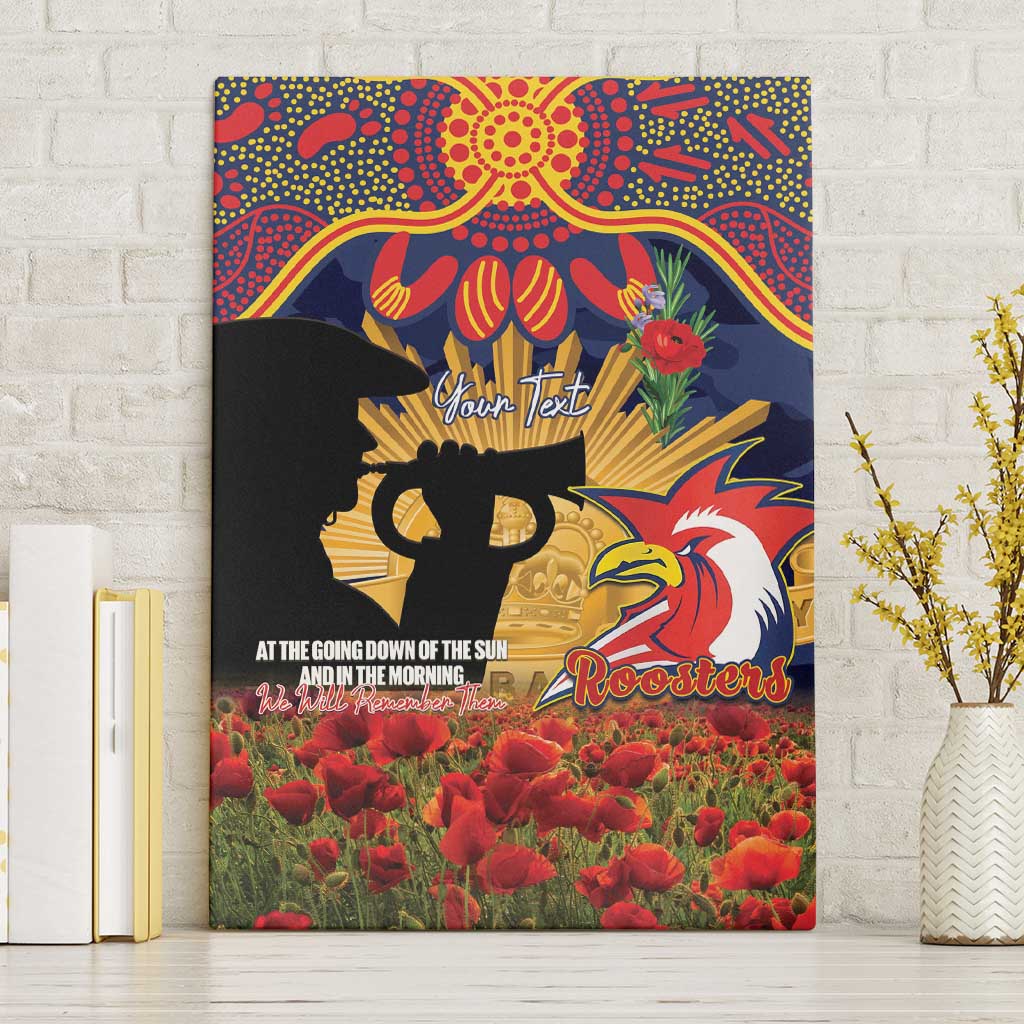 Personalised Roosters Rugby ANZAC Day Canvas Wall Art Last Post Poppy We Will Remember Them