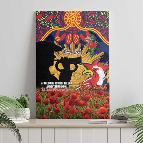 Personalised Roosters Rugby ANZAC Day Canvas Wall Art Last Post Poppy We Will Remember Them