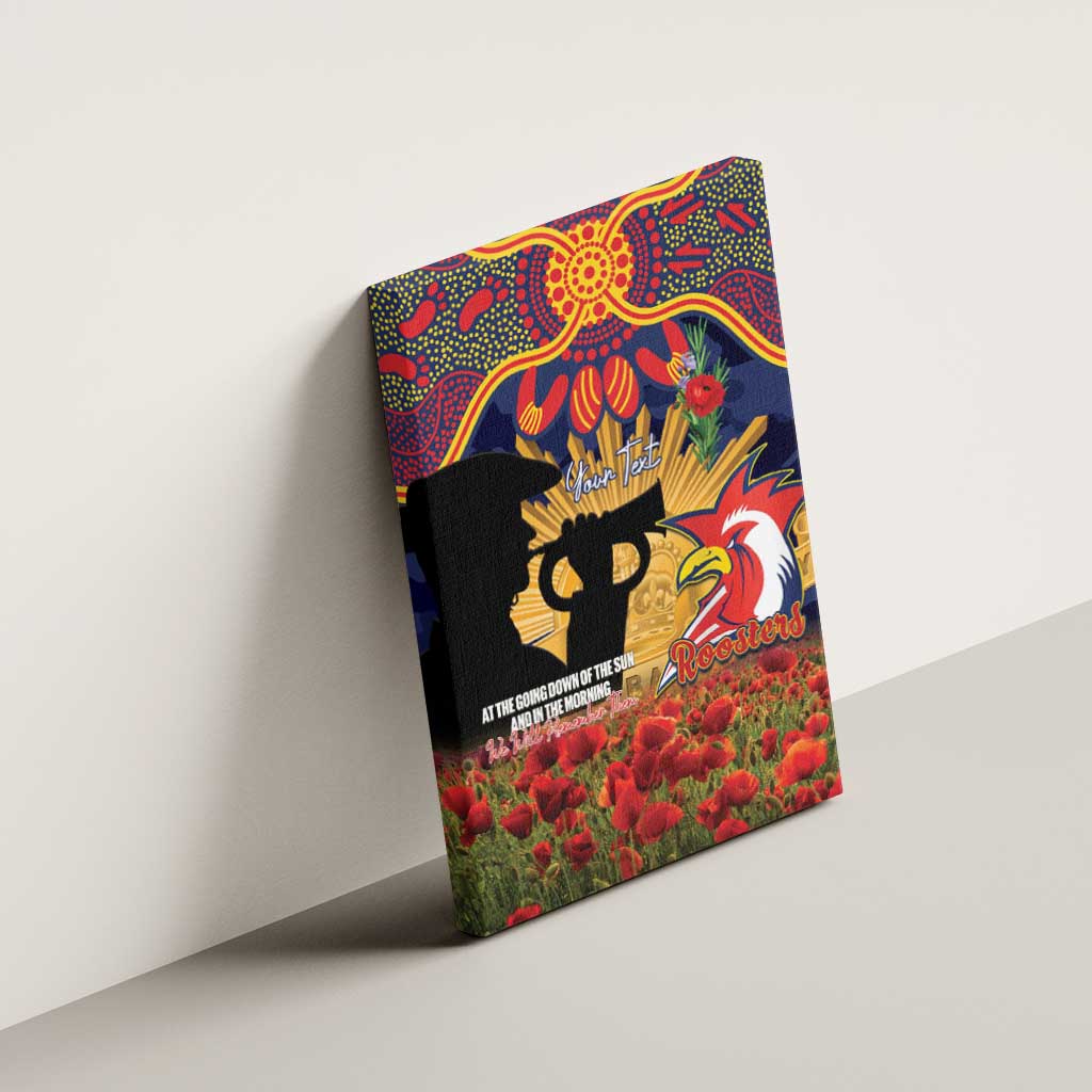 Personalised Roosters Rugby ANZAC Day Canvas Wall Art Last Post Poppy We Will Remember Them