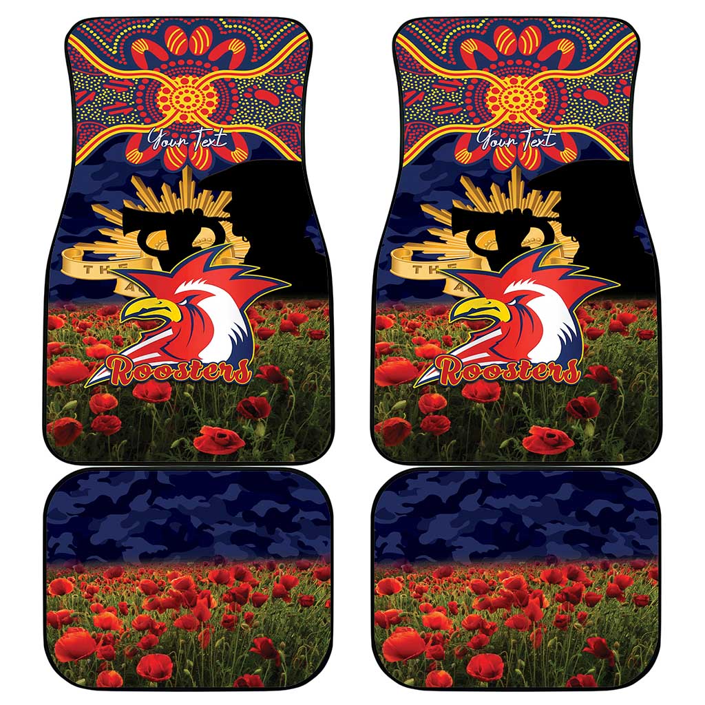 Personalised Roosters Rugby ANZAC Day Car Mats Last Post Poppy We Will Remember Them