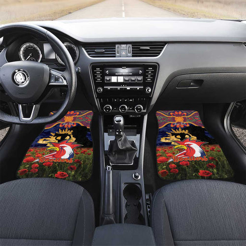 Personalised Roosters Rugby ANZAC Day Car Mats Last Post Poppy We Will Remember Them
