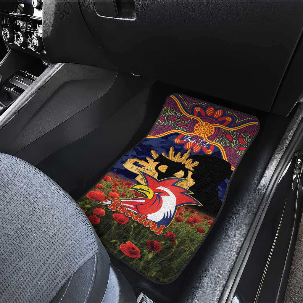 Personalised Roosters Rugby ANZAC Day Car Mats Last Post Poppy We Will Remember Them