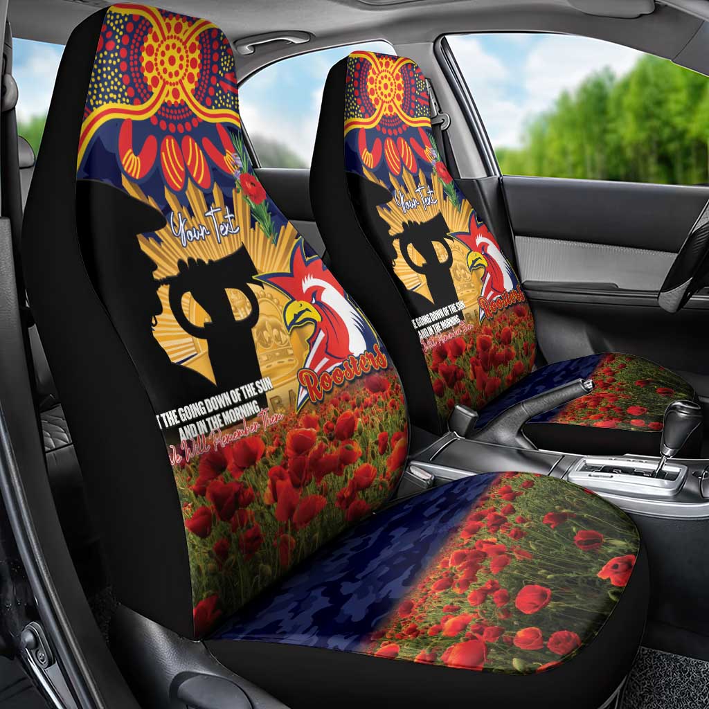 Personalised Roosters Rugby ANZAC Day Car Seat Cover Last Post Poppy We Will Remember Them
