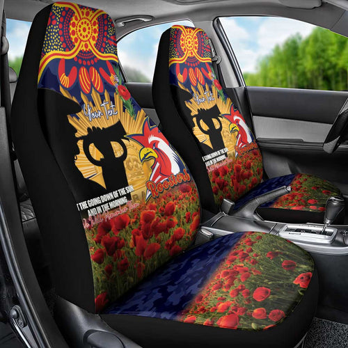 Personalised Roosters Rugby ANZAC Day Car Seat Cover Last Post Poppy We Will Remember Them