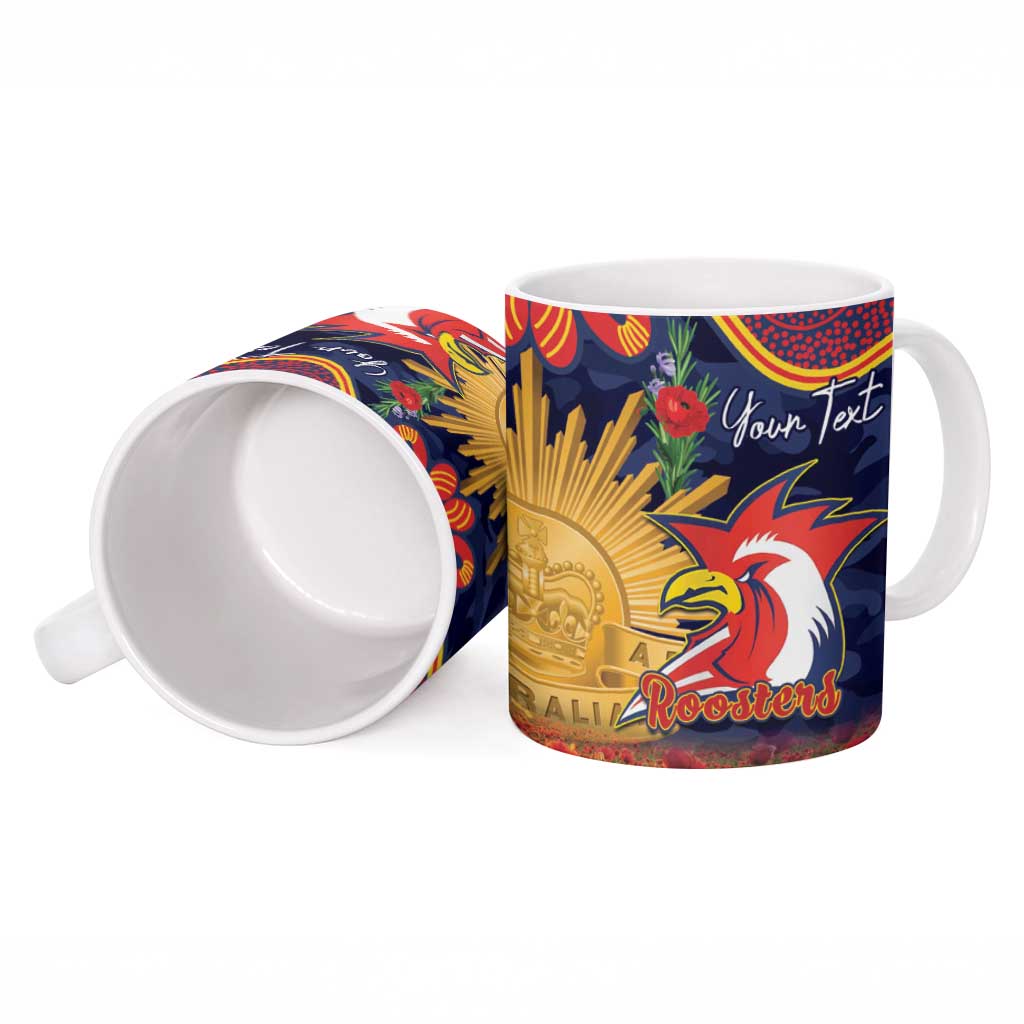 Personalised Roosters Rugby ANZAC Day Ceramic Mug Last Post Poppy We Will Remember Them