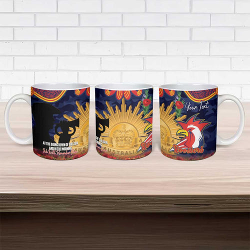 Personalised Roosters Rugby ANZAC Day Ceramic Mug Last Post Poppy We Will Remember Them