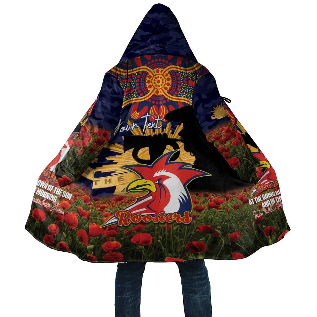 Personalised Roosters Rugby ANZAC Day Cloak Last Post Poppy We Will Remember Them