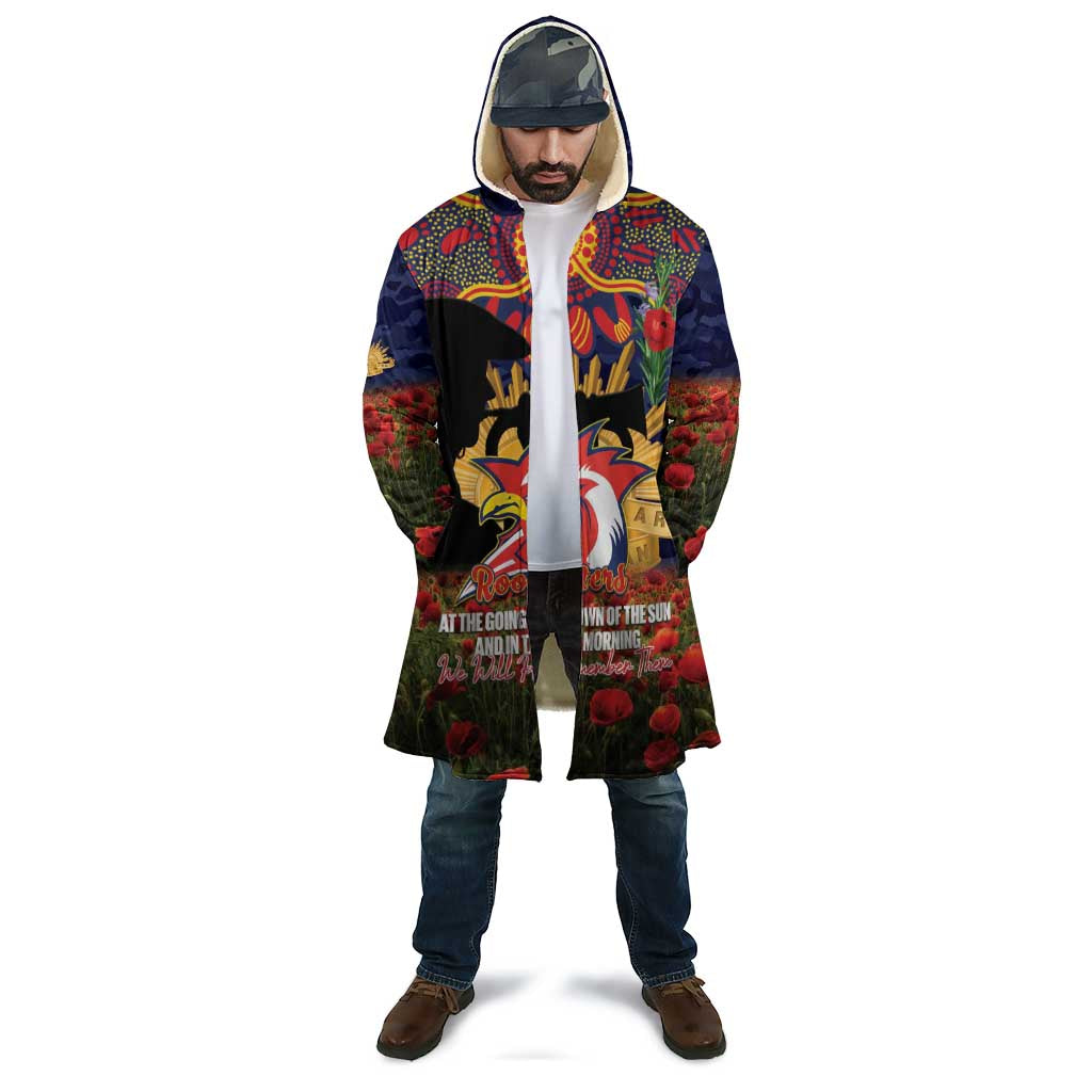 Personalised Roosters Rugby ANZAC Day Cloak Last Post Poppy We Will Remember Them