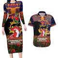 Personalised Roosters Rugby ANZAC Day Couples Matching Long Sleeve Bodycon Dress and Hawaiian Shirt Last Post Poppy We Will Remember Them