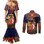 Personalised Roosters Rugby ANZAC Day Couples Matching Mermaid Dress and Long Sleeve Button Shirt Last Post Poppy We Will Remember Them