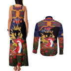 Personalised Roosters Rugby ANZAC Day Couples Matching Tank Maxi Dress and Long Sleeve Button Shirt Last Post Poppy We Will Remember Them