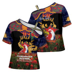 Personalised Roosters Rugby ANZAC Day Cross Shoulder Shirt Last Post Poppy We Will Remember Them