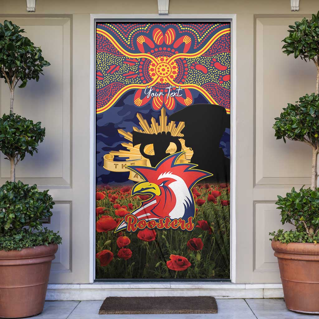 Personalised Roosters Rugby ANZAC Day Door Cover Last Post Poppy We Will Remember Them