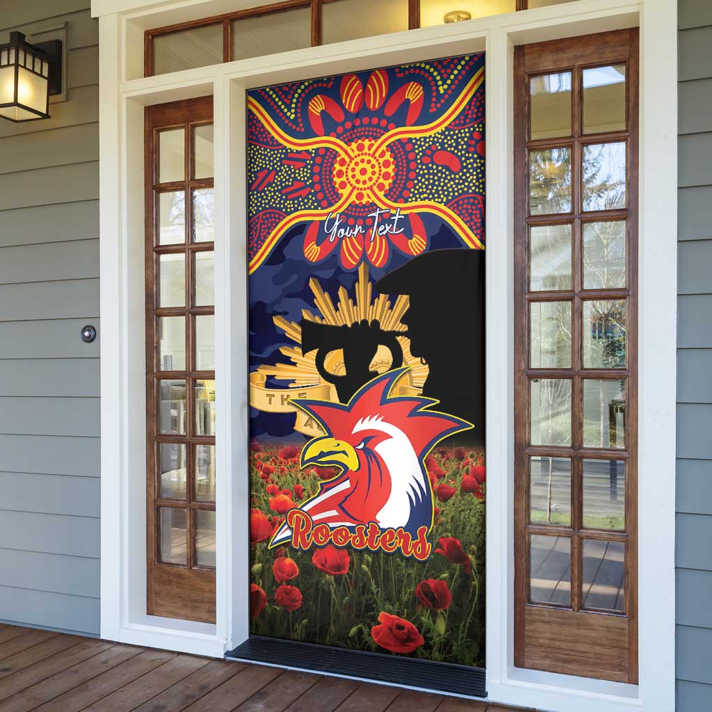 Personalised Roosters Rugby ANZAC Day Door Cover Last Post Poppy We Will Remember Them