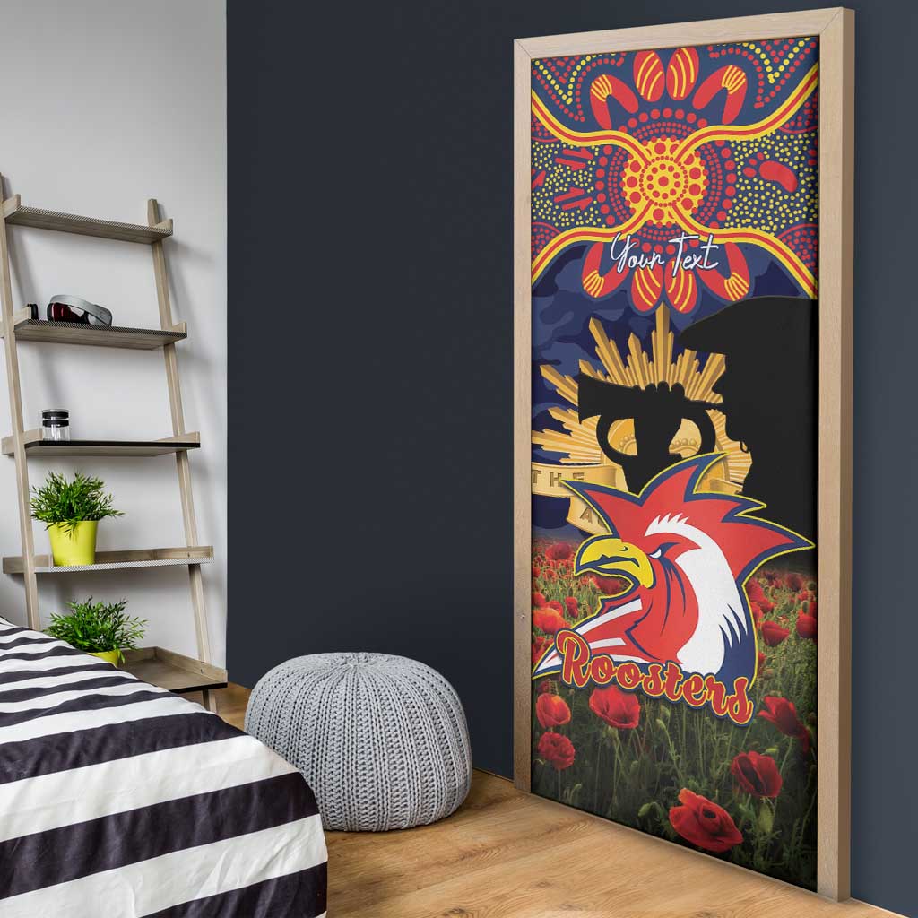 Personalised Roosters Rugby ANZAC Day Door Cover Last Post Poppy We Will Remember Them