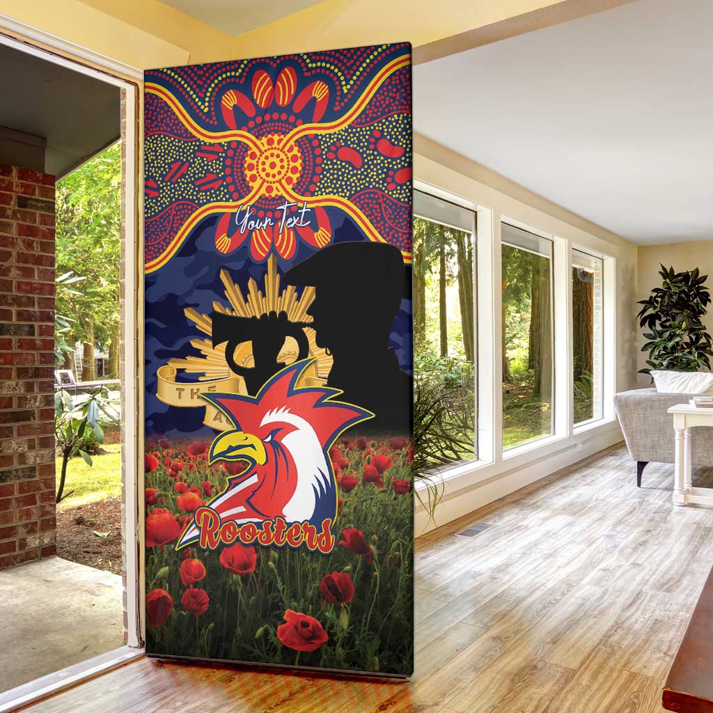 Personalised Roosters Rugby ANZAC Day Door Cover Last Post Poppy We Will Remember Them
