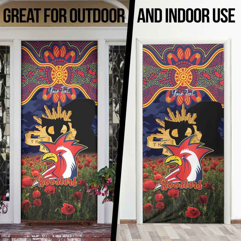 Personalised Roosters Rugby ANZAC Day Door Cover Last Post Poppy We Will Remember Them