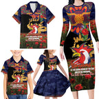 Personalised Roosters Rugby ANZAC Day Family Matching Long Sleeve Bodycon Dress and Hawaiian Shirt Last Post Poppy We Will Remember Them