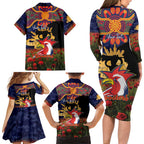 Personalised Roosters Rugby ANZAC Day Family Matching Long Sleeve Bodycon Dress and Hawaiian Shirt Last Post Poppy We Will Remember Them