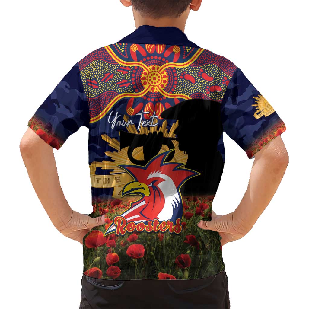 Personalised Roosters Rugby ANZAC Day Family Matching Mermaid Dress and Hawaiian Shirt Last Post Poppy We Will Remember Them